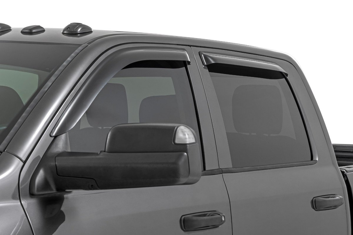 Ram 2500 Side Window Deflectors - Rough Country - Tape On Rain Guard - '10-'24